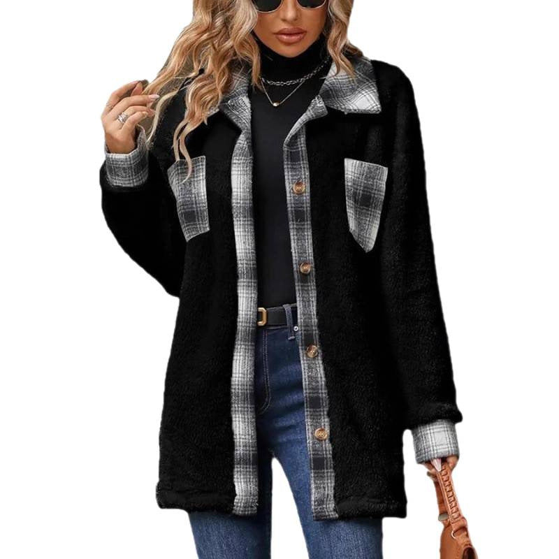 Dames chemise en polaire avec motif à carreaux et doublure intérieure douce Chic und Stil