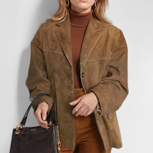 Blazer en daim oversize pour femmes avec des détails élégants Chic und Stil