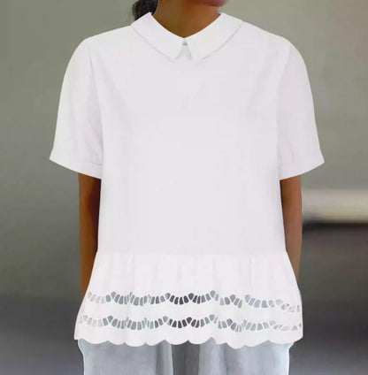 Blouse à ourlet en dentelle élégante Chic und Stil pour femmes