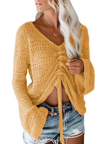 Femme pull à col V tendance avec fronces Chic und Stil