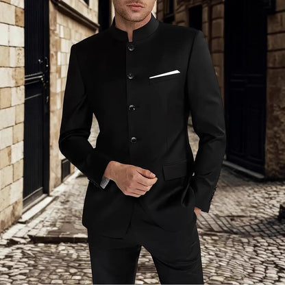 Men’s Modern Suit Blazer with High Collar – Elegant Tailored Fit | Chic und Stil