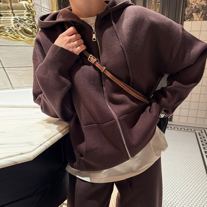 Oversized casual hooded sweatshirt set for women and wide pants Chic und Stil