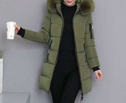 Veste matelassée à manches longues pour femmes avec col en fausse fourrure amovible Chic & Stil