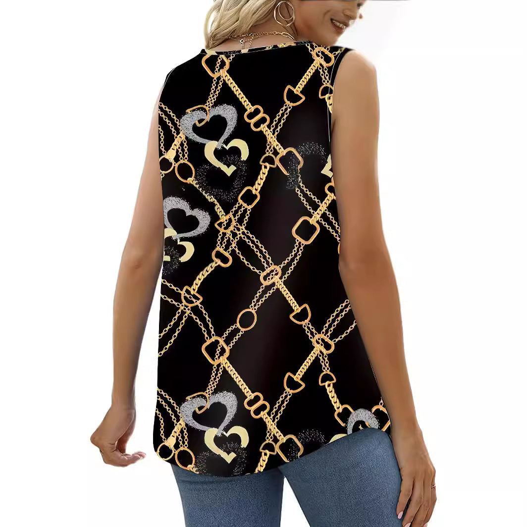 Dames Haut à imprimé chaîne tendance Chic und Stil