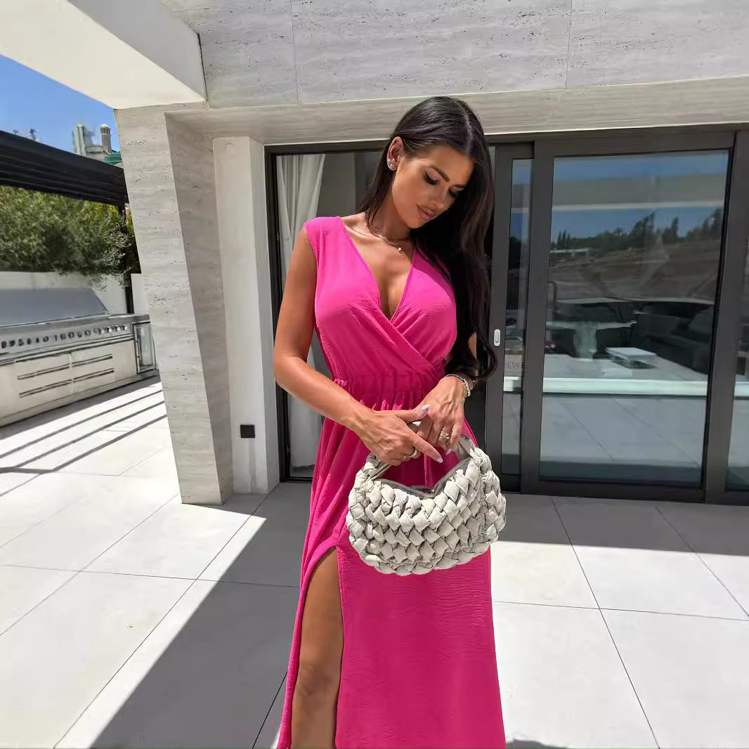 Femme Robe Maxi Chic à Décolleté en V Chic und Stil