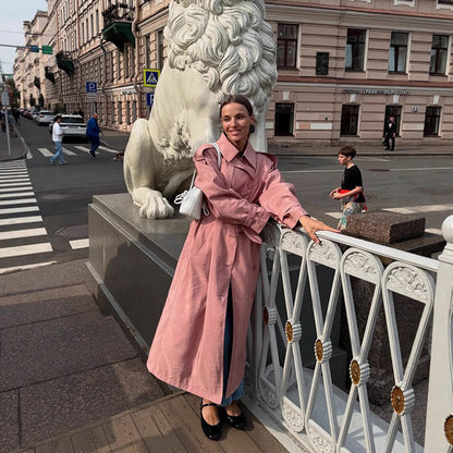 Dames élégant trench-coat avec col haut et fentes latérales Chic und Stil