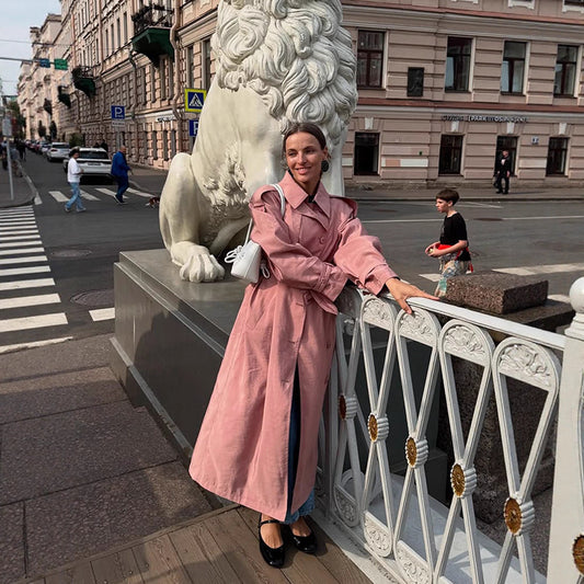 Dames élégant trench-coat avec col haut et fentes latérales Chic und Stil