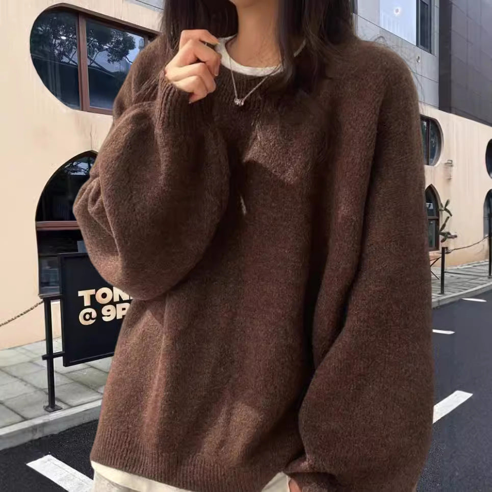 Dames pull en tricot surdimensionné en matériau polaire doux et avec des éléments de coupe modernes Chic und Stil