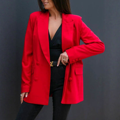 Blazer féminin à la mode avec double rangée de boutons et coupe raffinée Chic und Stil