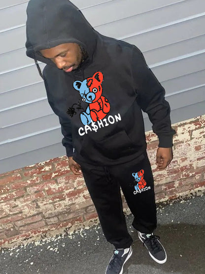 Women's hoodie and jogger pants set with creative bear pattern Chic und Stil