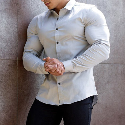 Chemise à manches longues ajustée pour hommes avec col moderne et détails de boutons élégants Chic und Stil