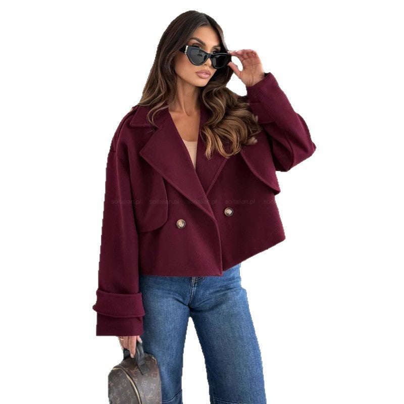 Dames Élégante Veste en Laine Courte Chic und Stil