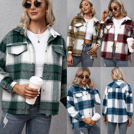 Chemise surchemise à carreaux pour femmes coupe décontractée Chic und Stil