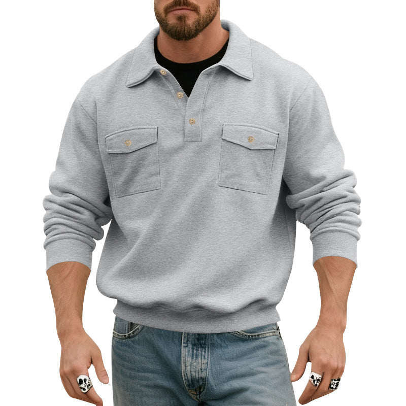 Comfortable fleece pullover for men with practical chest pockets Chic and Style