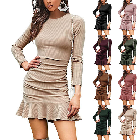 Robe Mini à Ourlet Froncé Femme Chic und Stil