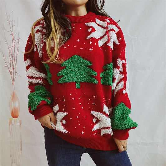 Pull-over de Noël pour femmes avec motif festif et manches volumineuses Chic und Stil