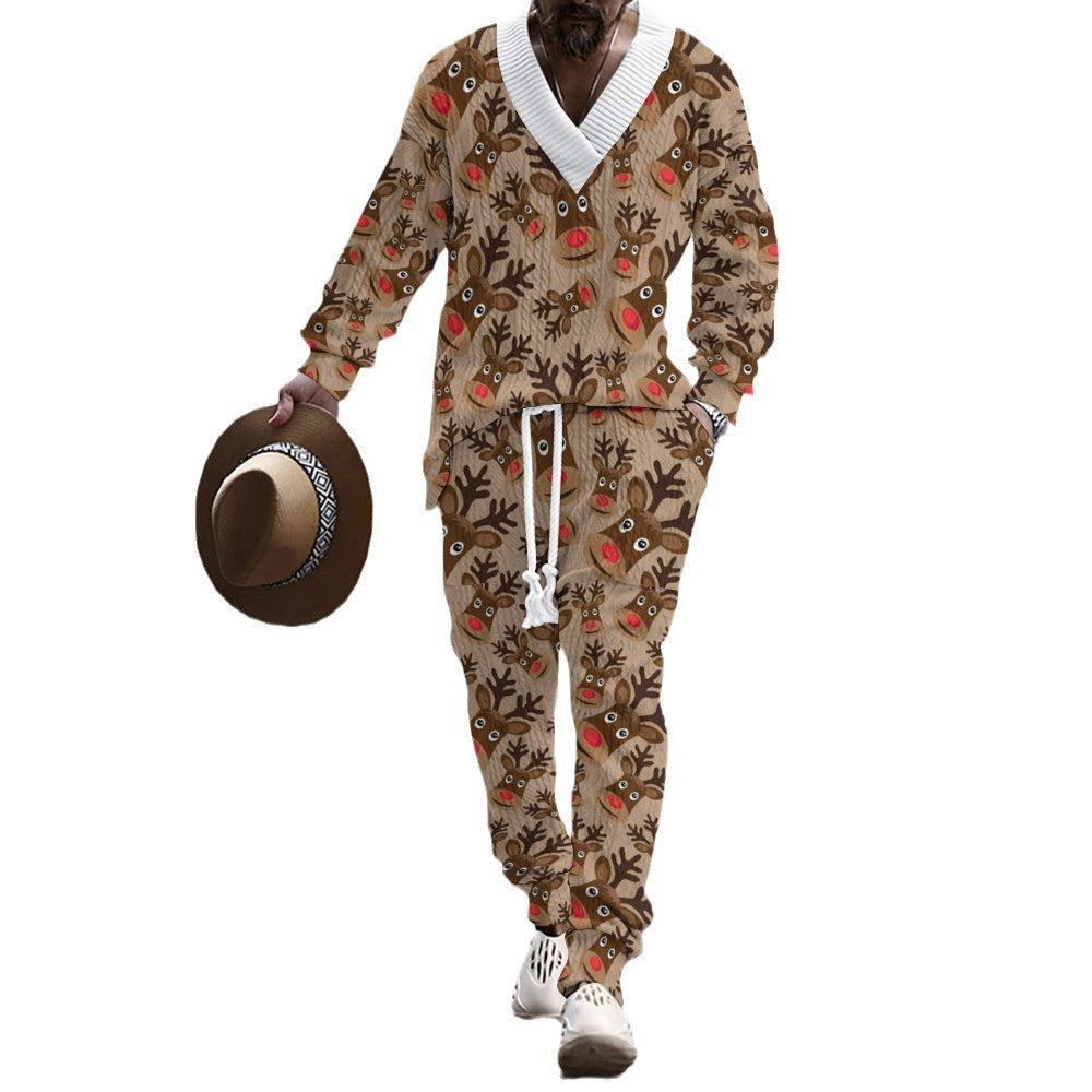 Navy knit sweater for men with a unique anchor pattern and comfortable pants Chic und Stil