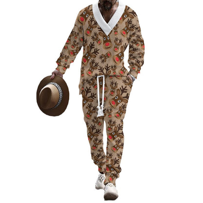 Navy knit sweater for men with a unique anchor pattern and comfortable pants Chic und Stil