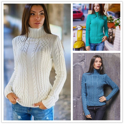 Pull femme avec col haut et motif en torsades Chic und Stil