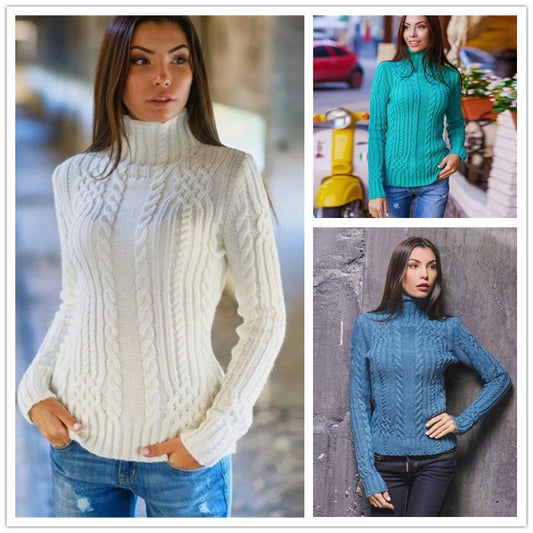 Pull femme avec col haut et motif en torsades Chic und Stil