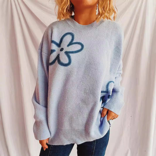 Pull en tricot pour femmes avec des accents floraux et une coupe décontractée Chic und Stil