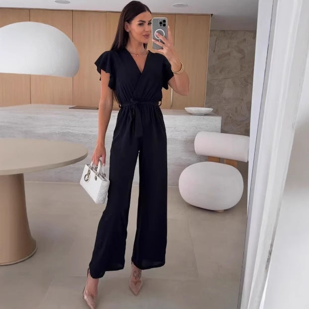 Dames Combinaison Élégante à Encolure Fronçée Chic und Stil