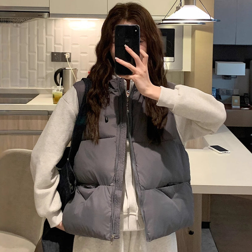 Dames gilet matelassé avec col haut et coupe surdimensionnée Chic und Stil