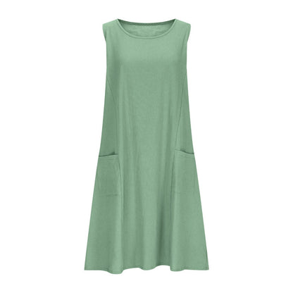 Robe décontractée sans manches pour femmes avec poches doubles Chic und Stil