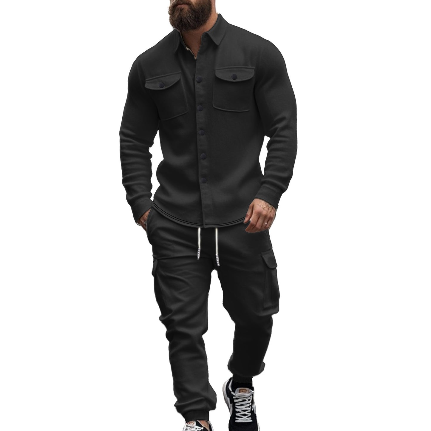 Men's Cargo Shirt and Jogging Pants Set Chic and Style