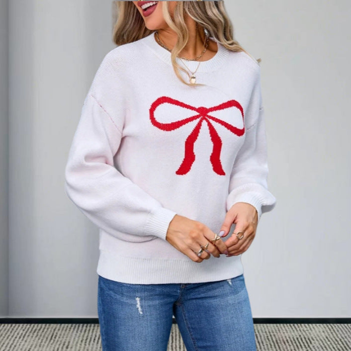 Pull en tricot pour femmes avec un motif de nœud charmant et des détails à la mode Chic und Stil
