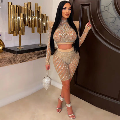 Femmes Robe de fête à paillettes deux pièces Chic und Stil