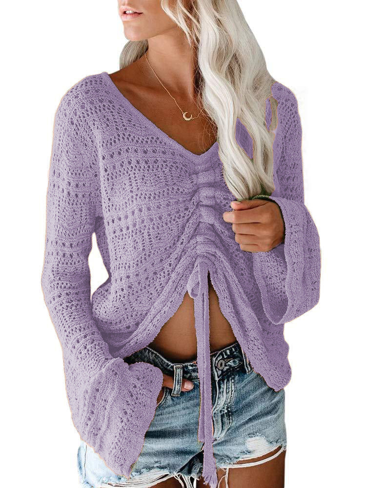 Femme pull à col V tendance avec fronces Chic und Stil