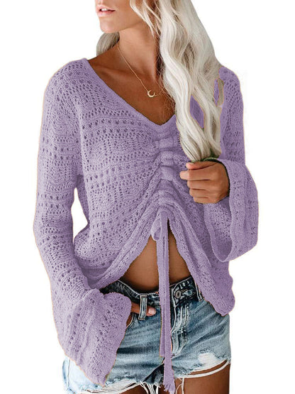 Femme pull à col V tendance avec fronces Chic und Stil