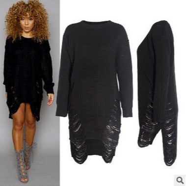 Robe en tricot pour femmes avec un design côtelé passionnant et des fentes latérales Chic und Stil