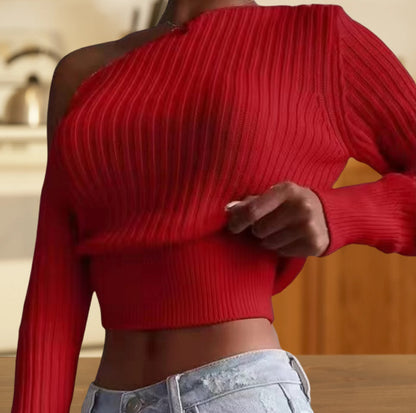 Femme pull surdimensionné avec design asymétrique et zone d'épaule ouverte Chic und Stil