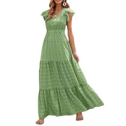 Robe maxi femme avec volant et décolleté en V Chic und Stil