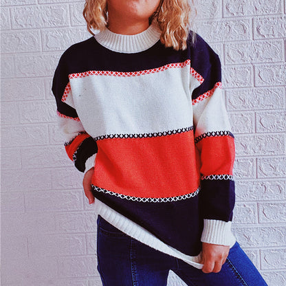 Pull à rayures tendance pour femmes avec col montant et coupe décontractée Chic und Stil