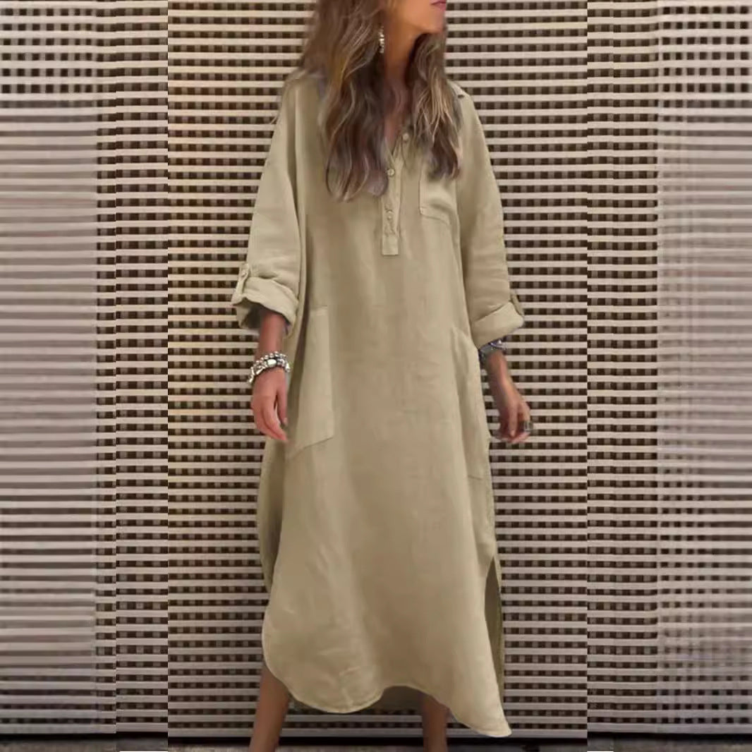 Robe chemise décontractée pour femmes avec fermeture à boutons et poches pratiques Chic und Stil