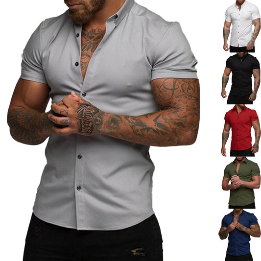 Chemise homme à manches courtes en mélange de coton respirant avec des détails de boutons modernes Chic und Stil