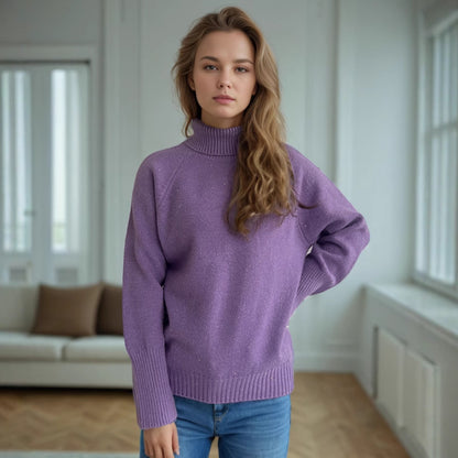 Pull-over à col roulé pour femmes avec design texturé et accents scintillants Chic und Stil