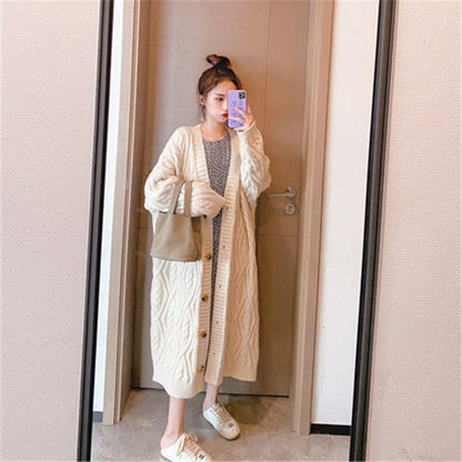 Dames gros tricot cardigan avec ornement de bouton XL et coupe oversized décontractée Chic und Stil