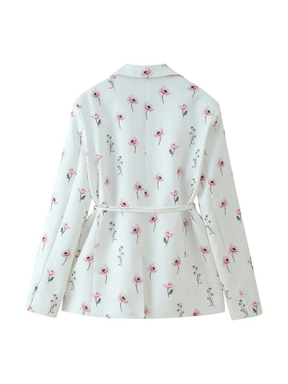 Blazer ajusté pour femmes avec motif floral et ceinture à nouer Chic und Stil