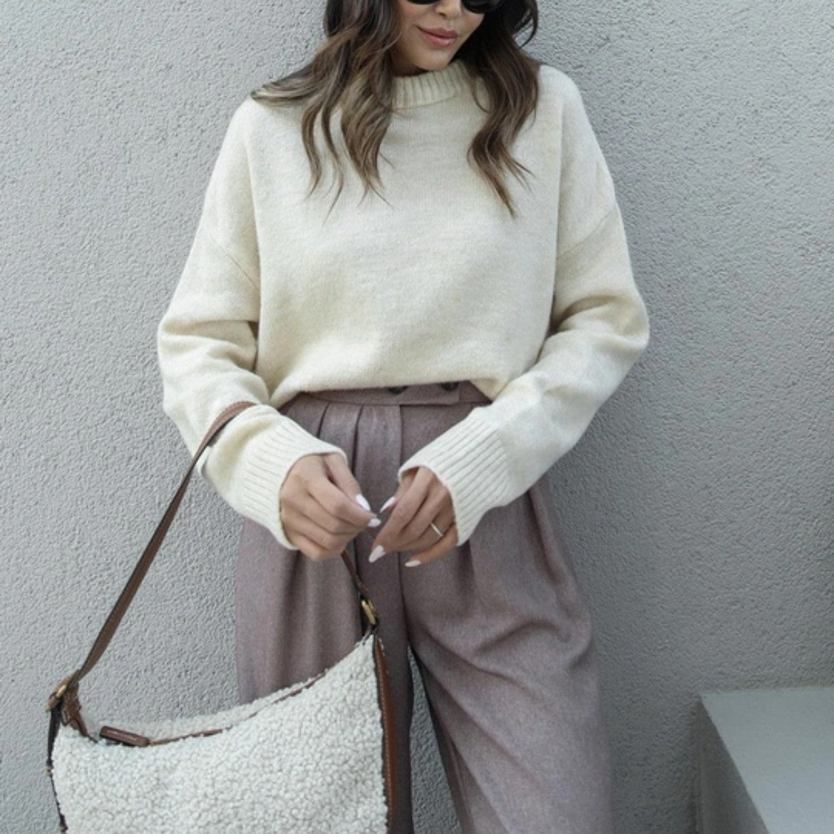 Pull oversized à col montant tendance pour dames Chic und Stil