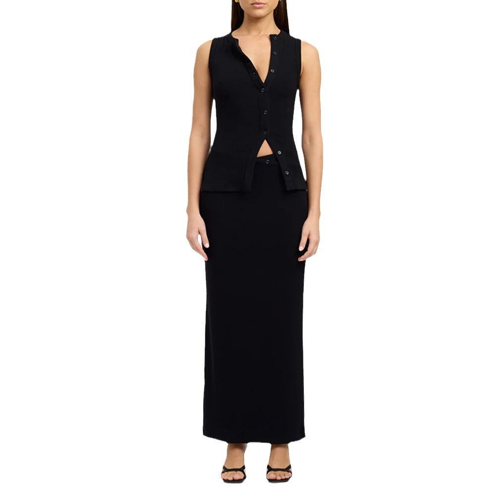 Robe maxi pour femmes avec blouse ornée de boutons Chic und Stil