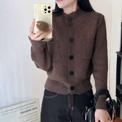 Dames Pull long tendance avec poches pratiques et fermeture à boutons Chic und Stil