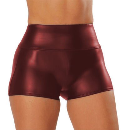 Shorts de sport brillants taille haute pour femmes Chic und Stil