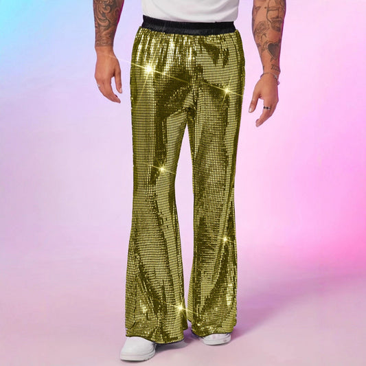 Men's glitter disco pants with wide leg and elastic waist Chic und Stil