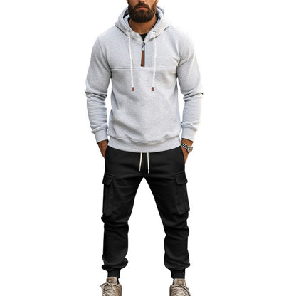 Men's trendy hoodie with practical zipper and chic cargo pants