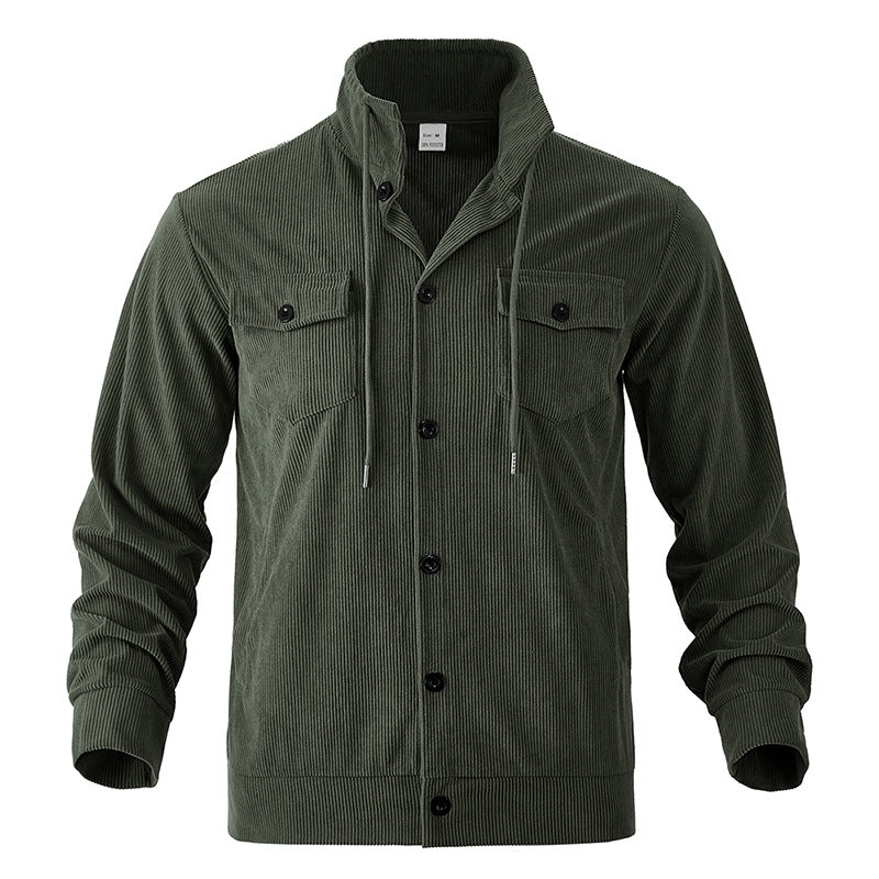 Chemise utility pour hommes en velours côtelé texturé avec poches poitrine pratiques Chic und Stil