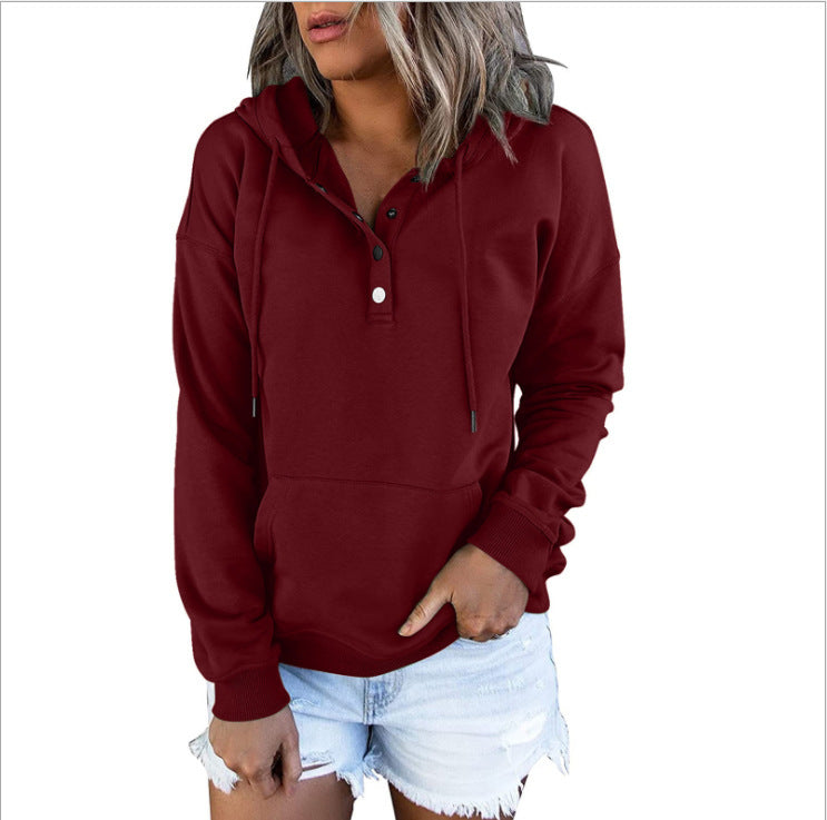 Dames hoodie avec patte de boutonnage intégrée Chic und Stil
